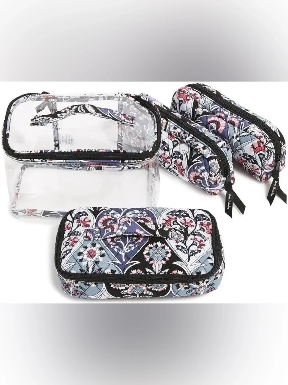 Vera Bradley 4 Pc Cosmetic Makeup Organizer Set in Cotton ORNATE BLOOMS